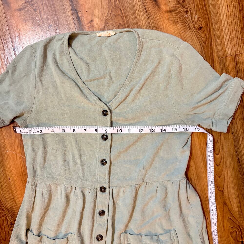 Sage Green Button Front Cottagecore Prarie Midi Dress - Small - Picture 8 of 9